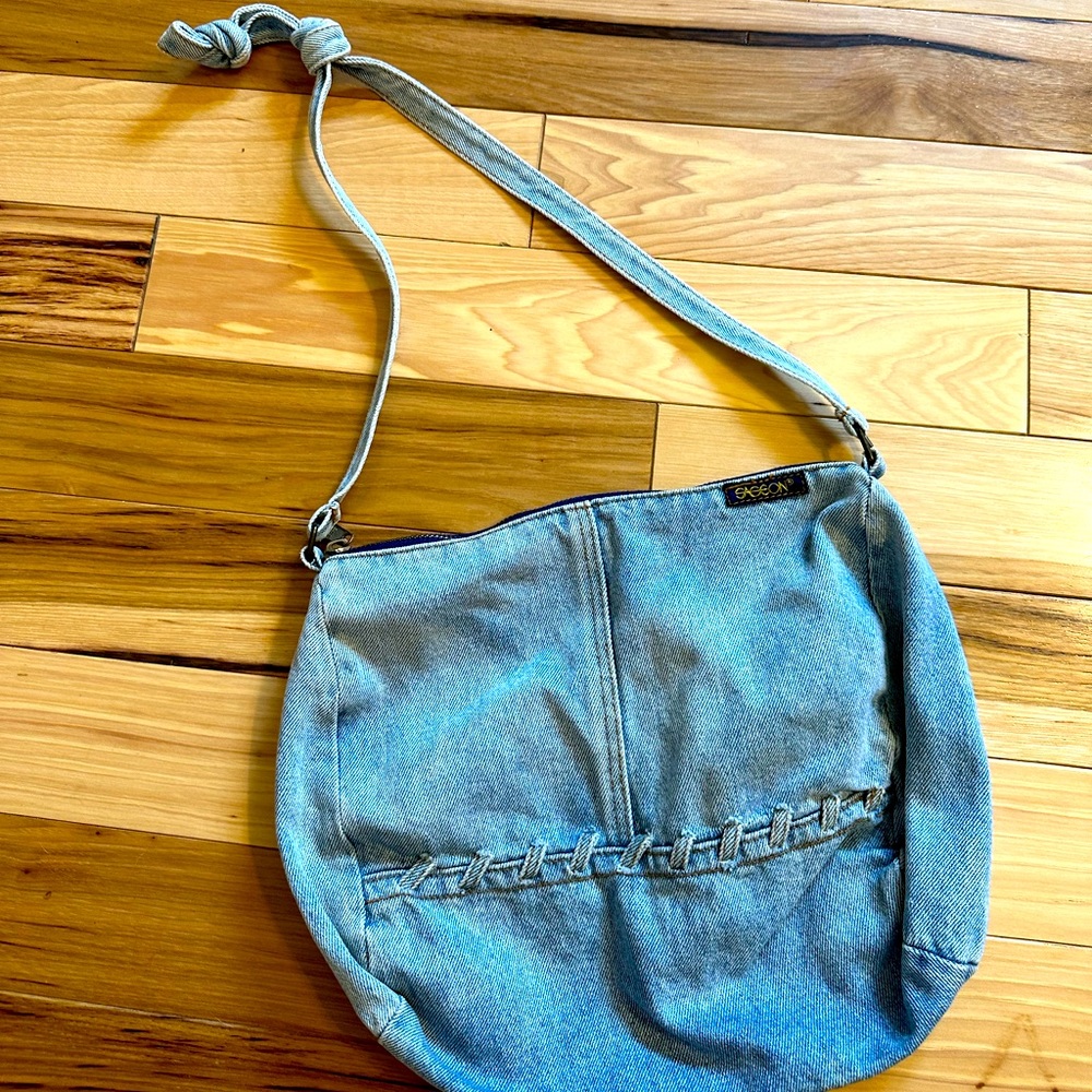 Handmade denim shoulder bag